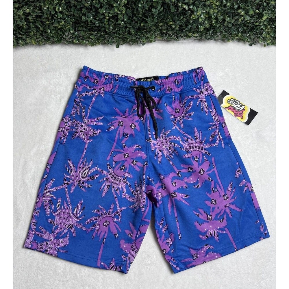 Mens S- Drill Clothing Co. Good Vibes Palm Tree Board Shorts NWT Blue Purple
